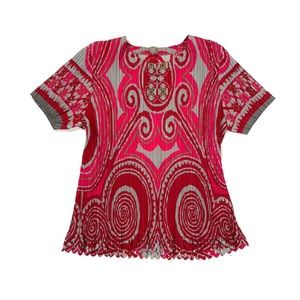 Issey Miayake pleated Tribal Print Fete Shirt